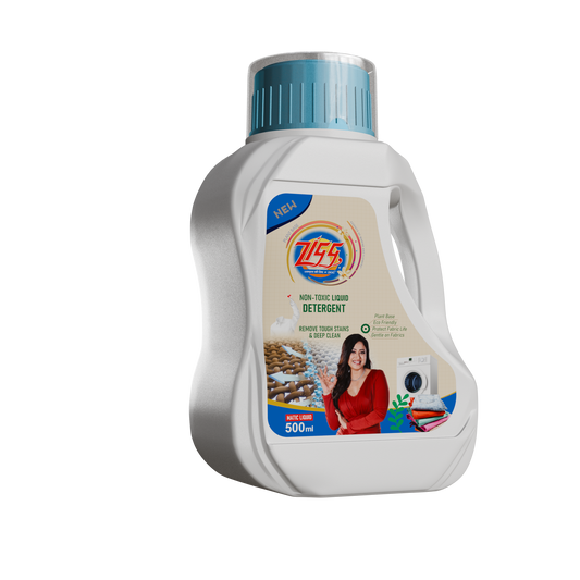Zigg Liquid Detergent For Top Load & Front Load 500 Ml | - Non-Toxic | Plant-Based | Tough Stain Removal | Natural Ingredients | Helps Product Fabric Life | Eco Friendly | Gentle on Fabrics
