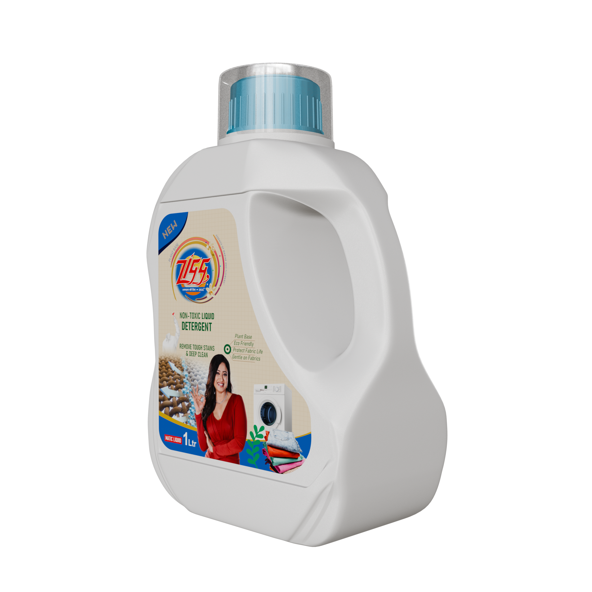 Zigg Liquid Detergent For Top Load & Front Load 1 Litre | - Non-Toxic | Plant-Based | Tough Stain Removal | Natural Ingredients | Helps Product Fabric Life | Eco Friendly | Gentle on Fabrics