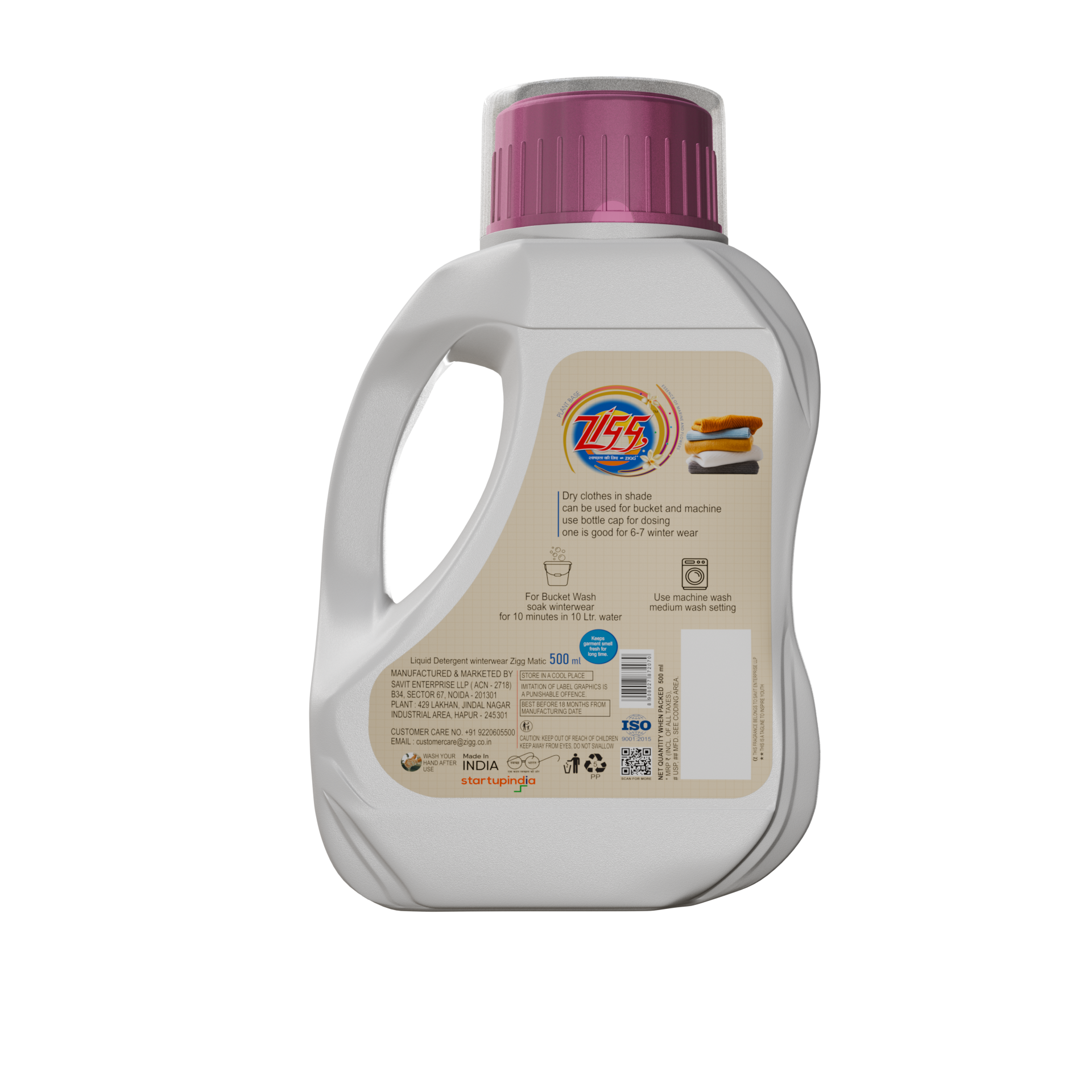 ZIGG Non-Toxic Liquid Detergent Winterwear 500 Ml | formulated using plant-based Ingredients | Eco-friendly | gentle on fabrics