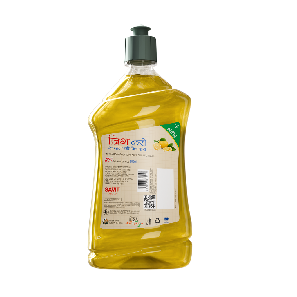 Zigg Dishwash Gel – Tough on Grease, Gentle on Hands 500ML
