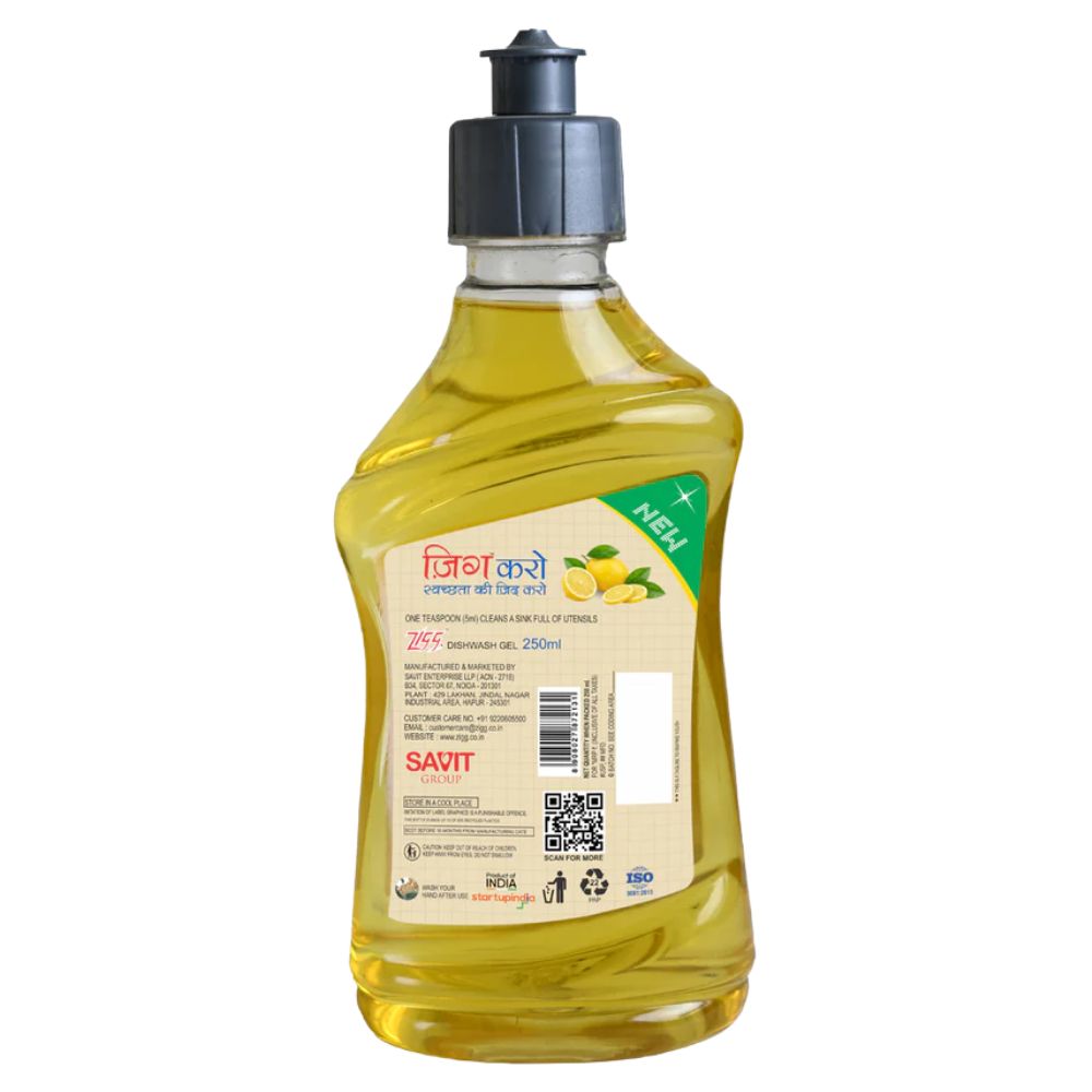 Zigg Dishwash Gel – Tough on Grease, Gentle on Hands 250ML