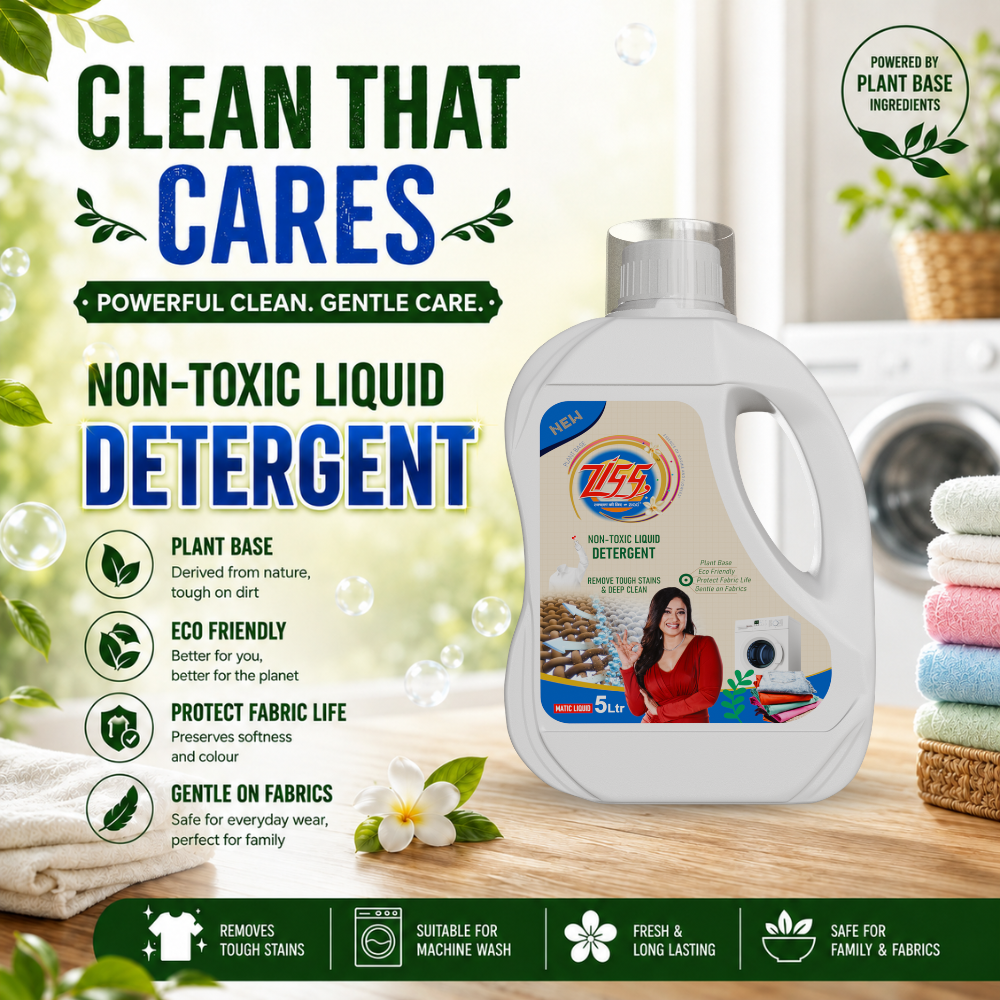 Zigg Liquid Detergent For Top Load & Front Load 5 Litre | - Non-Toxic | Plant-Based