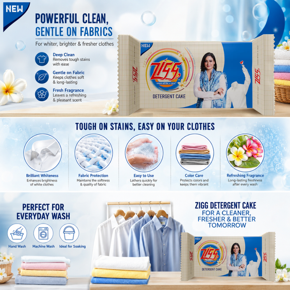 Zigg Detergent Bar 97g – Tough on Stains, Gentle on Clothes (Minimum 10)