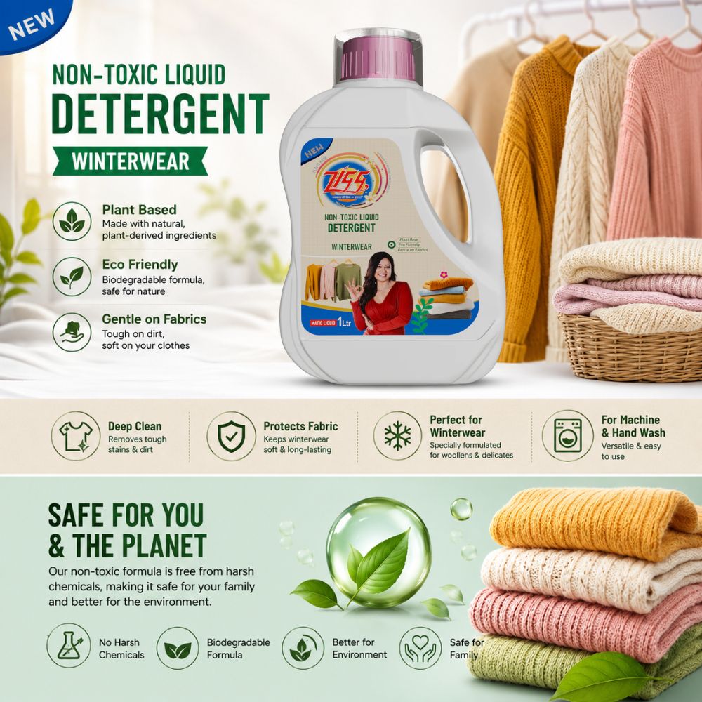 ZIGG Non-Toxic Liquid Detergent Winter Wear 1Litre | formulated using plant-based ingredients | Eco-friendly | gentle on fabrics