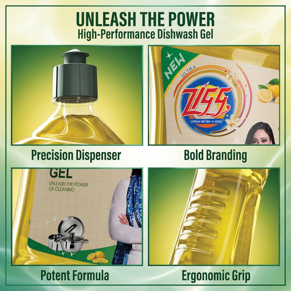 Zigg Dishwash Gel – Tough on Grease, Gentle on Hands 250ML