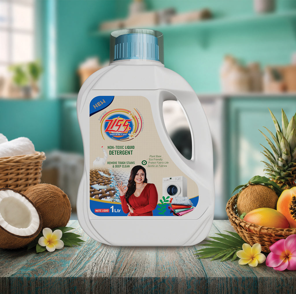Zigg Liquid Detergent For Top Load & Front Load 1 Litre | - Non-Toxic | Plant-Based | Tough Stain Removal | Natural Ingredients | Helps Product Fabric Life | Eco Friendly | Gentle on Fabrics
