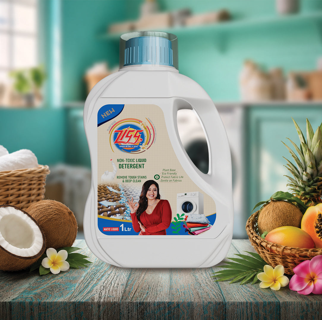 Zigg Liquid Detergent For Top Load & Front Load 1 Litre | - Non-Toxic | Plant-Based | Tough Stain Removal | Natural Ingredients | Helps Product Fabric Life | Eco Friendly | Gentle on Fabrics