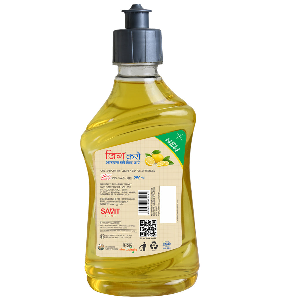 Zigg Dishwash Gel – Tough on Grease, Gentle on Hands 250ML